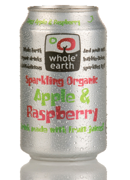 can of whole earth, apple and raspberry drink
